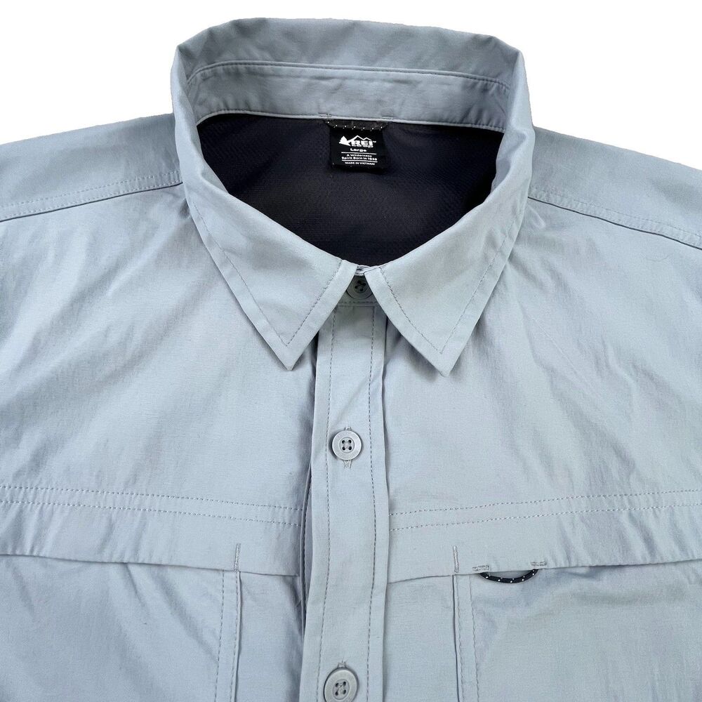 REI Co-Op Sahara Shirt Men L Gray Hiking Fishing Outdoor Vented Performance